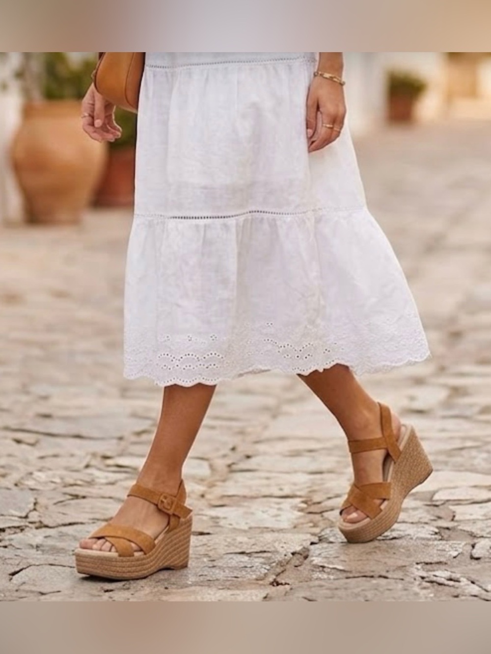 Fun Summer Tan Suede Wedge Platform Sandals with Buckle Detail Size US 9/40